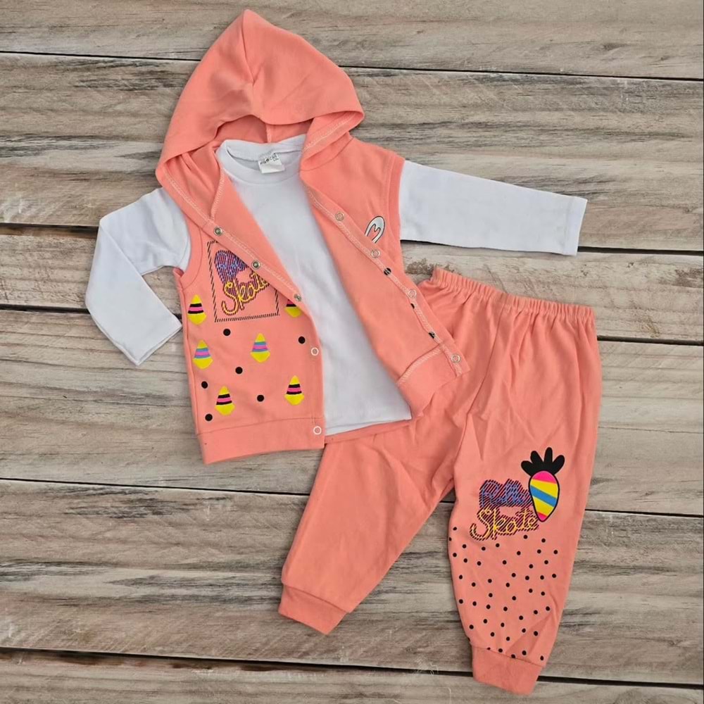 ÜÇ PARÇALI MEVSİMLİK TAKIM - PUDRA - 1 YAŞ
