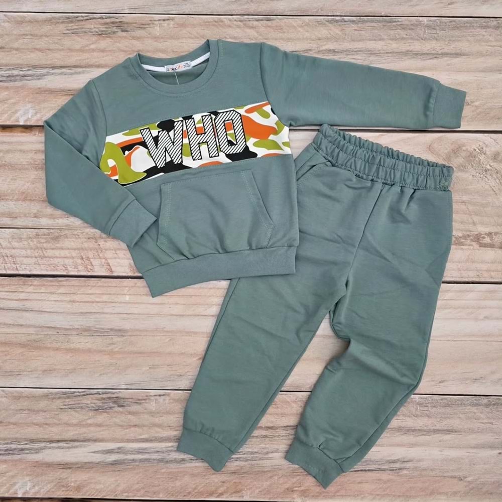 KANGURU CEPLİ MEVSİMLİK TAKIM - YEŞİL - 4-5 YAŞ