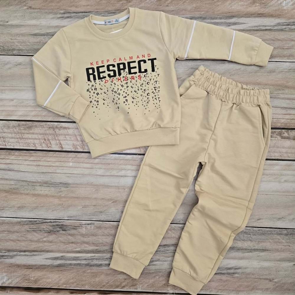 RESPECT DESENLİ MEVSİMLİK TAKIM - KREM - 4-5 YAŞ