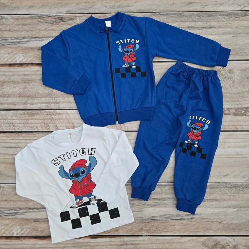 (4-12) Yaş ÜÇ PARÇALI STITCH DESENLİ MEVSİMLİK TAKIM