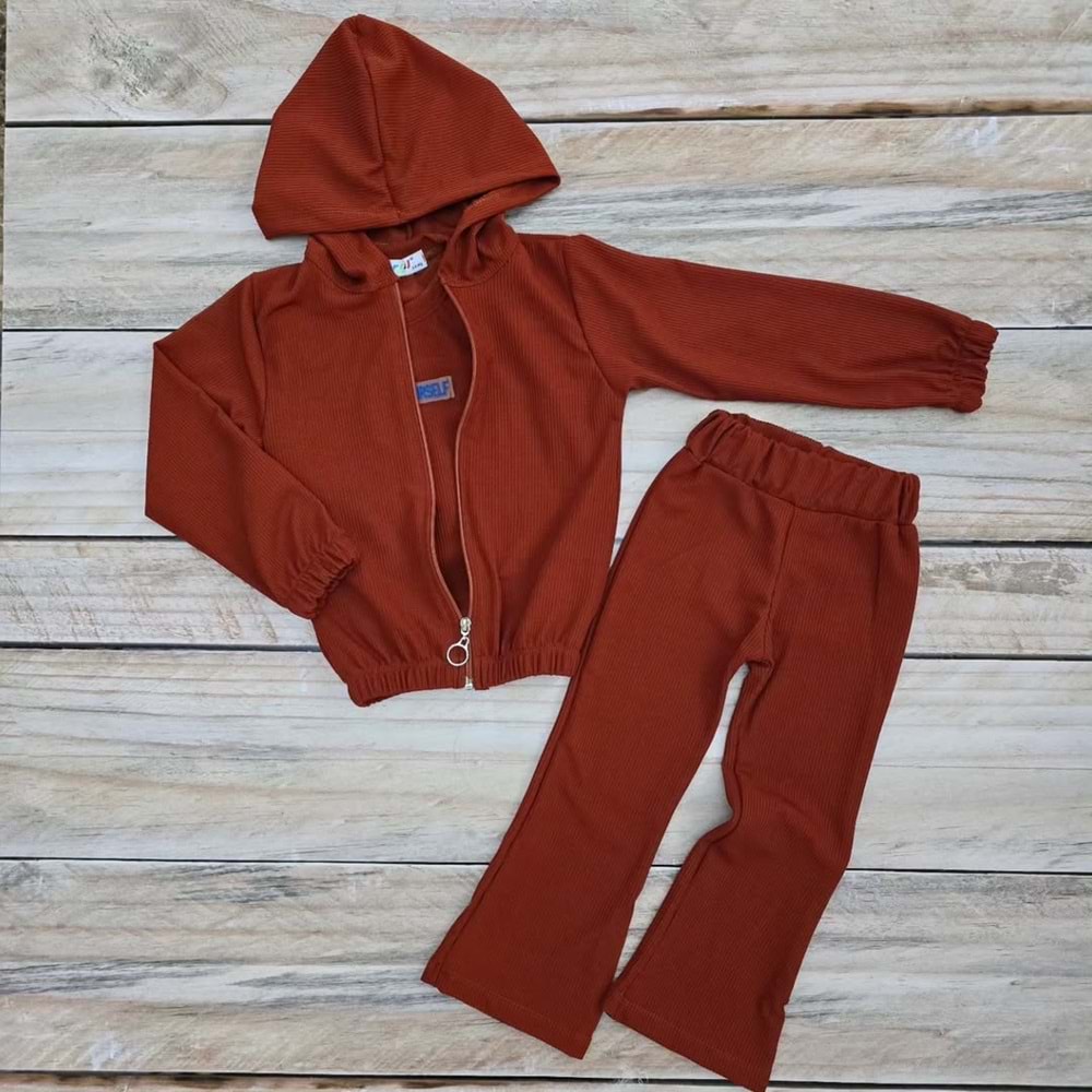 ÜÇ PARÇALI KAPŞONLU MEVSİMLİK TAKIM - KİREMİT - 9-10 YAŞ