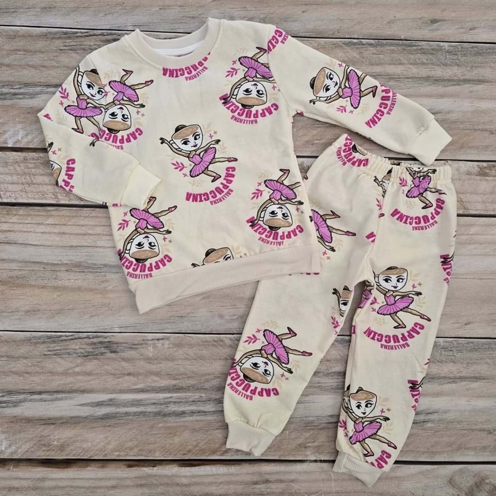 (3-7) Yaş BALLERINA CAPPUCCINO KARAKTERLİ ŞARDONLUTAKIM