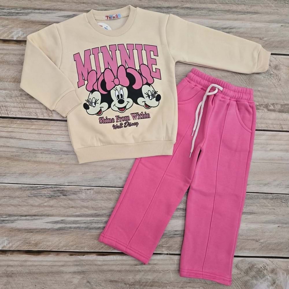 TİNTİNİ MINNIE MOUSE ÜÇ İP ŞARDONLU TAKIM - PEMBE - 6-7 YAŞ