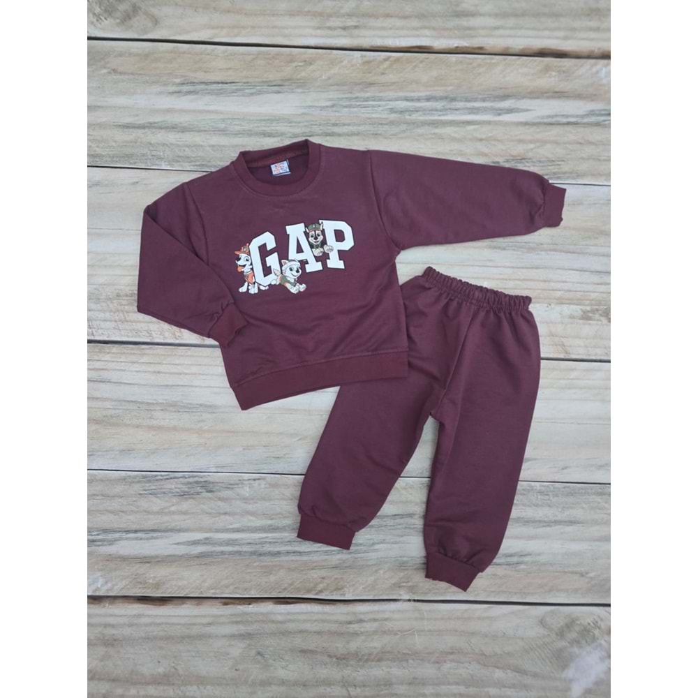 PAW PETROL BASKILI MEVSİMLİK TAKIM - BORDO - 3 YAŞ