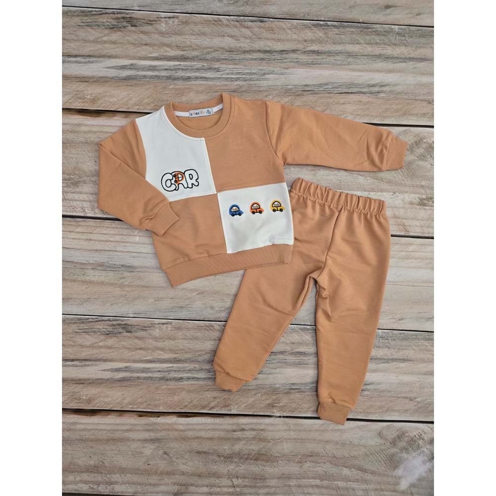CAR DESENLİ MEVSİMLİK TAKIM - KREM - 3 YAŞ