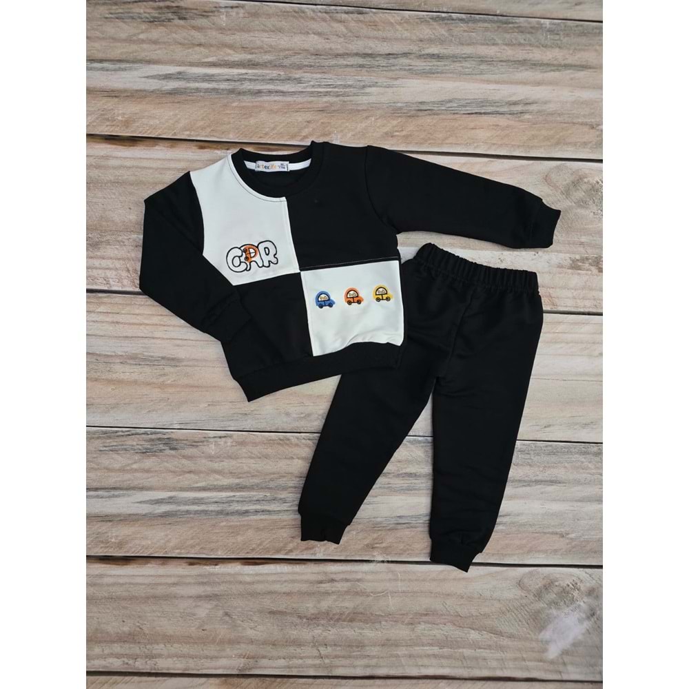 CAR DESENLİ MEVSİMLİK TAKIM - SİYAH - 1 YAŞ