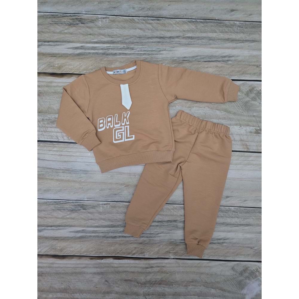 KRAVAT DETAYLI MEVSİMLİK TAKIM - KREM - 1 YAŞ