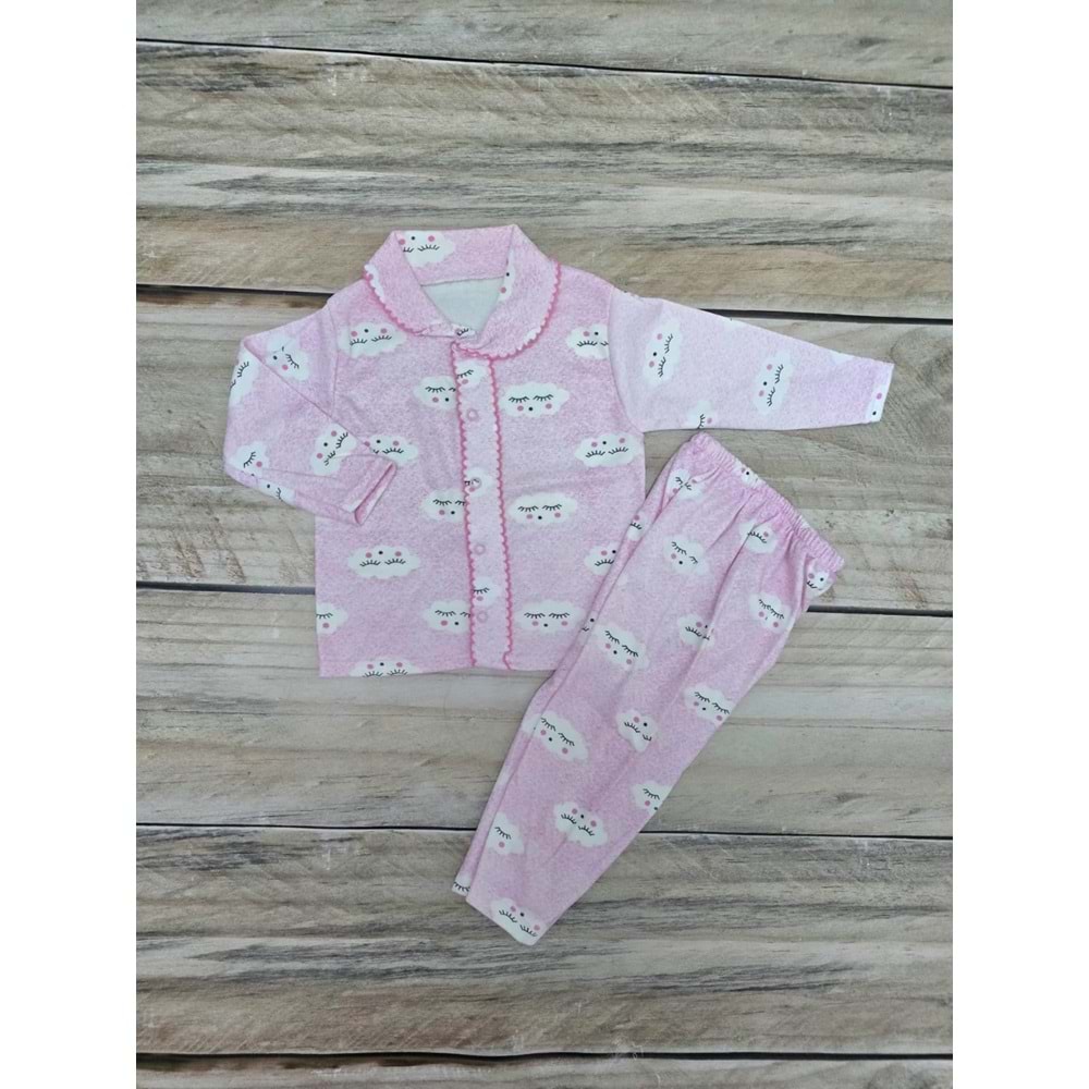 (1-2-3) Yaş DÜĞMELİ MEVSİMLİK PİJAMA TAKIMI