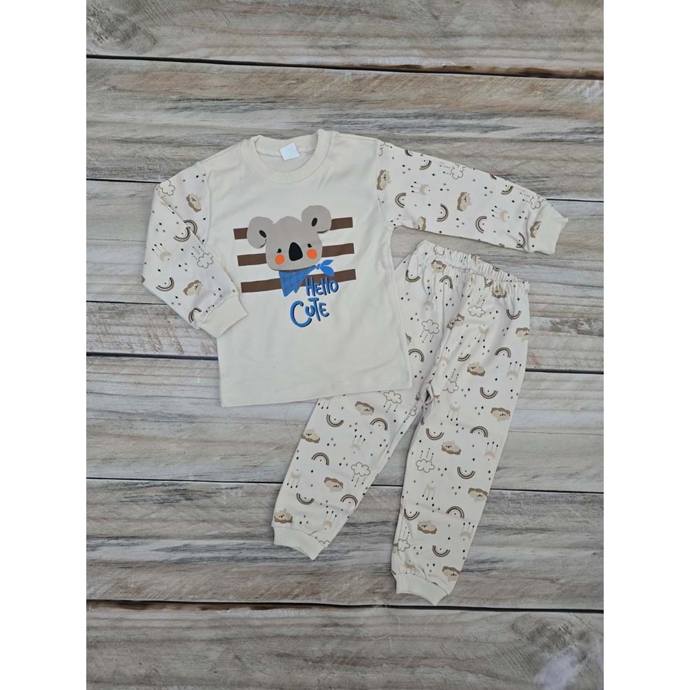 KOALA DESENLİ MEVSİMLİK PİJAMA TAKIMI - KREM - 5 YAŞ