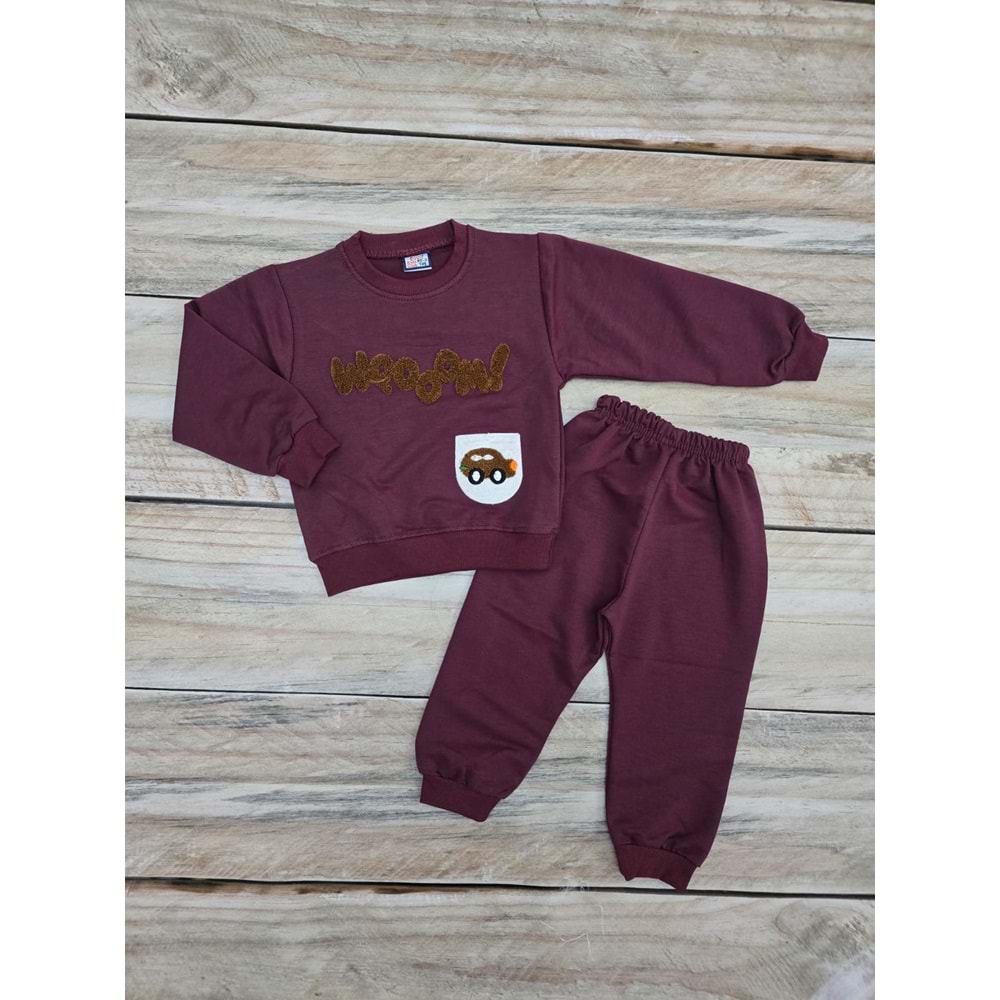 KESKİNCAN WOOOM DESENLİ MEVSİMLİK TAKIM - BORDO - 4 YAŞ
