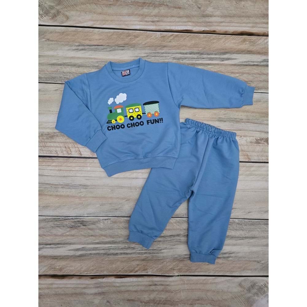 (2-5) Yaş KESKİNCAN TREN DESENLİ MEVSİMLİK TAKIM