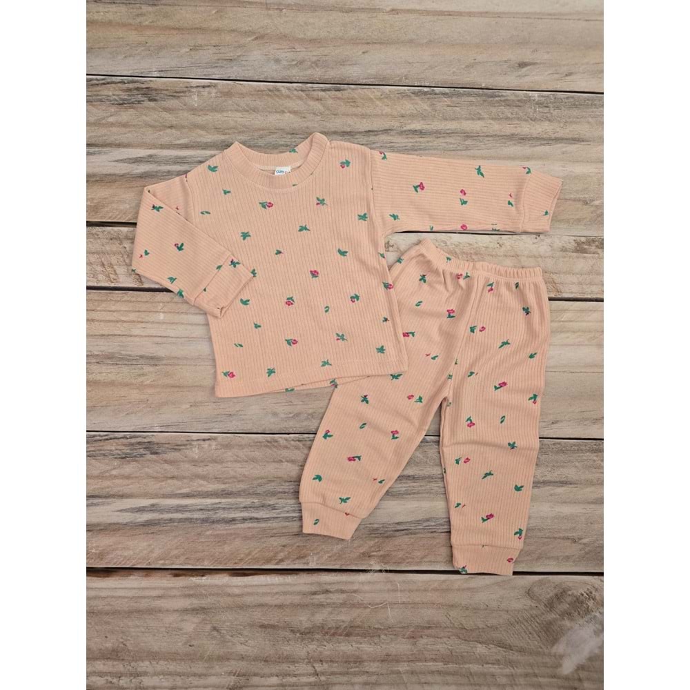 (1-6) Yaş ÇUM ÇUM ÇİÇEK DESENLİ MEVSİMLİK PİJAMA TAKIMI