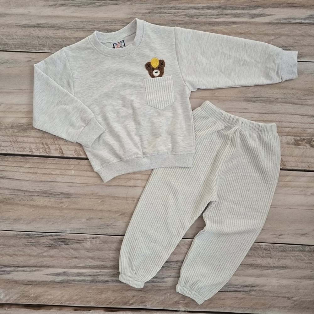 KESKİNCAN JOGGER PANTOLONLU MEVSİMLİK TAKIM - GRİ - 4 YAŞ