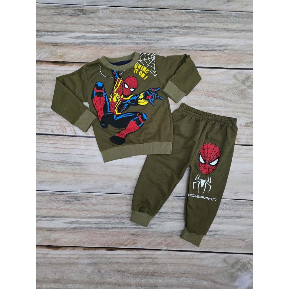 SELFİE SPIDERMAN DESENLİ MEVSİMLİK TAKIM - YEŞİL - 4 YAŞ