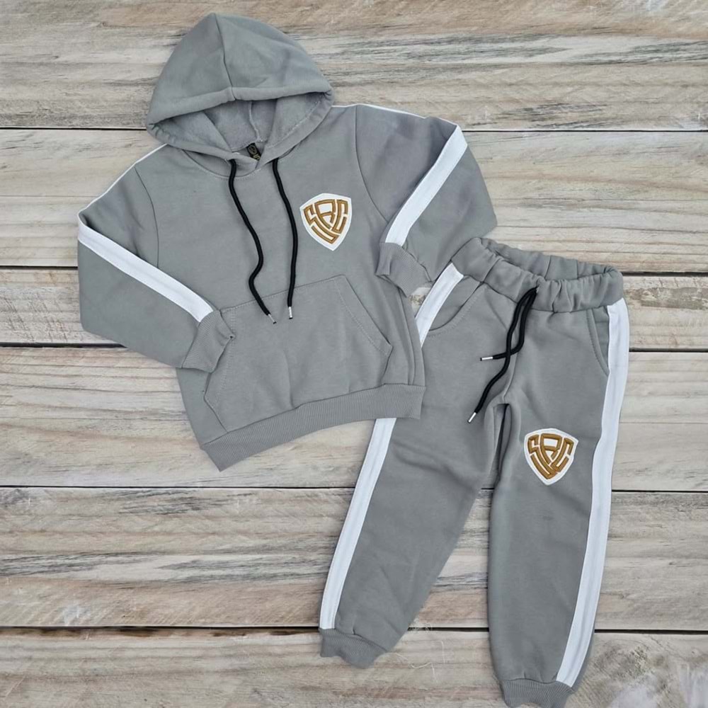 (4-12) Yaş SRC KAPŞONLU ÜÇ İP TAKIM - GRİ - 10 YAŞ