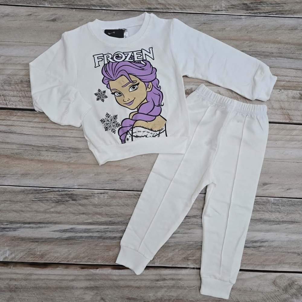 (2-5) Yaş MİSS MİYA FROZEN DESENLİ MEVSİMLİK TAKIM - KREM - 2 YAŞ