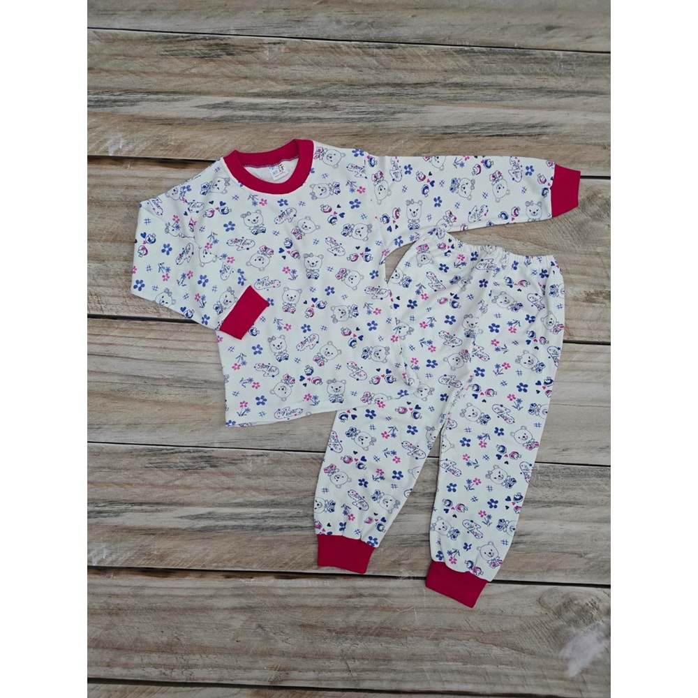 (4-5-6) Yaş ÇUM ÇUM MY BEAR PİJAMA TAKIMI - DESENLİ - 4 YAŞ