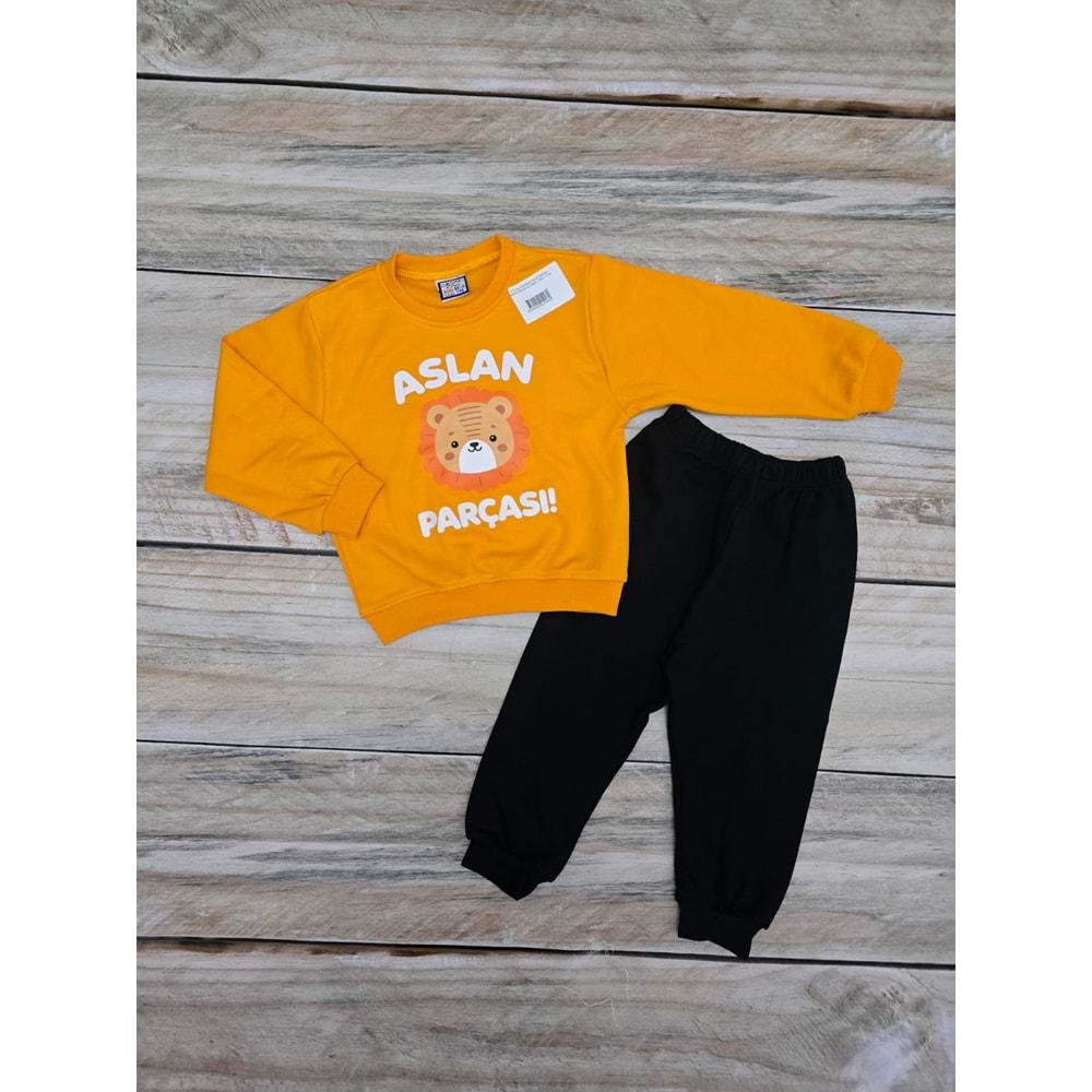 (2-5) Yaş KESKİNCAN ASLAN PARÇASI BASKILI MEVSİMLİK TAKIM - SARI - 3 YAŞ