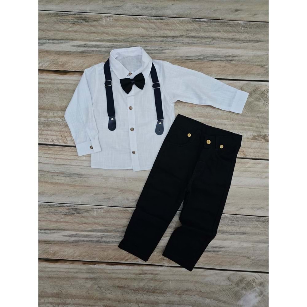 (1-8) Yaş CELIX PAPYONLU KETEN PANTOLONLU TAKIM - LACİVERT - 1 YAŞ