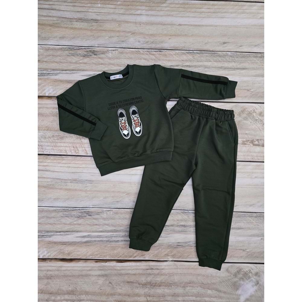 (4-10) Yaş ARTEX KOLU ŞERİTLİ MEVSİMLİK TAKIM - YEŞİL - 10-11 YAŞ