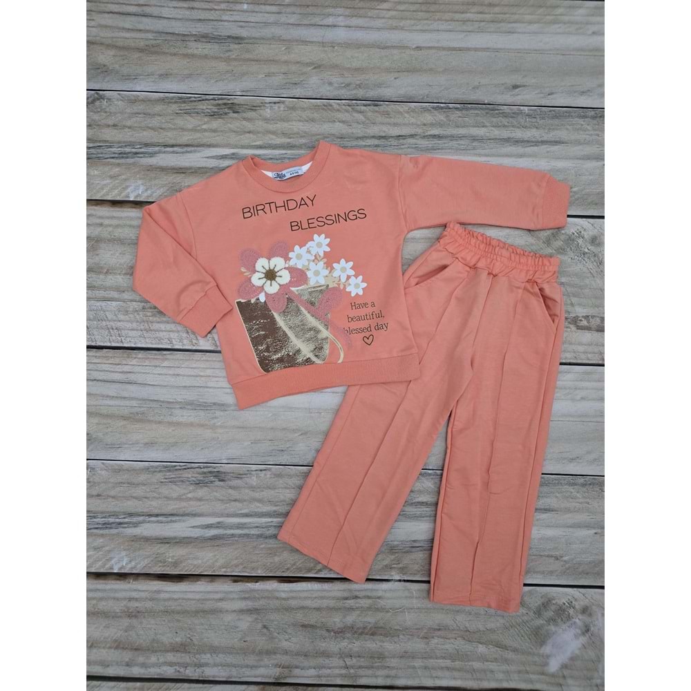 (4-12) Yaş MİLLA KİDS BIRTHDAY ÇİÇEK DESENLİ MEVSİMLİK TAKIM