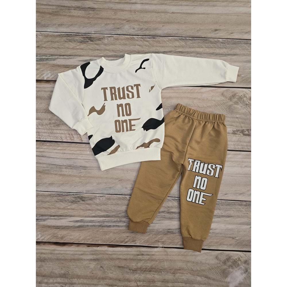 (2-10) YAŞ SELFİE TRUST NO ONE MEVSİMLİK TAKIM - KREM - 2 YAŞ