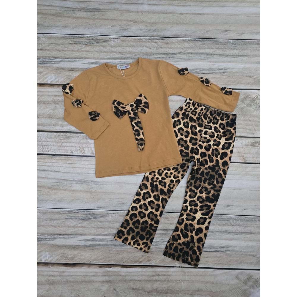 (3-10) Yaş DEFNECAN LEOPAR DESENLİ MEVSİMLİK TAKIM - KAHVERENGİ - 6-7 YAŞ