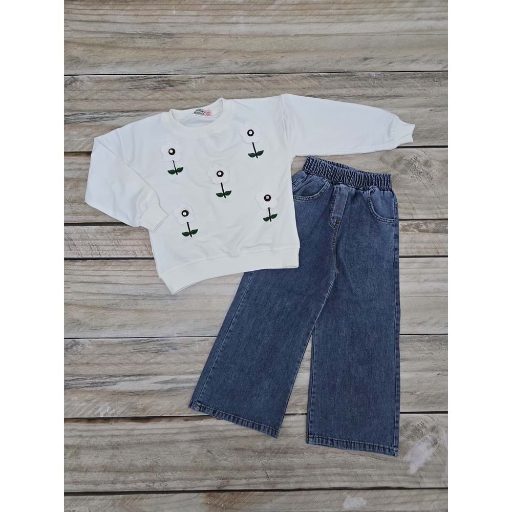 (6-10) Yaş İNCİLAY PAPATYALI KOTLU TAKIM - BEYAZ - 6 YAŞ