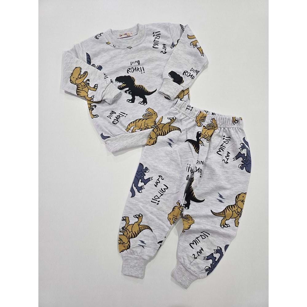 (3-7) Yaş DEFNECAN DİNAZOR DESENLİ MEVSİMLİK TAKIM - DESENLİ - 3 YAŞ