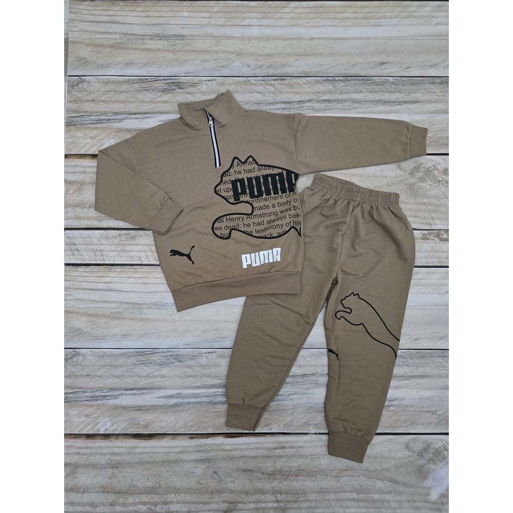 (3-12) Yaş MEMOCAN FERMUARLI MEVSİMLİK TAKIM - KAHVERENGİ - 7-8 YAŞ