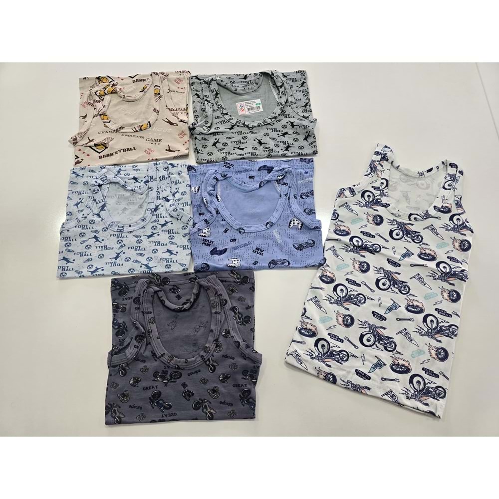 (2-10) Yaş ERKEK ÇOCUK ATLET - DESENLİ - 10 YAŞ