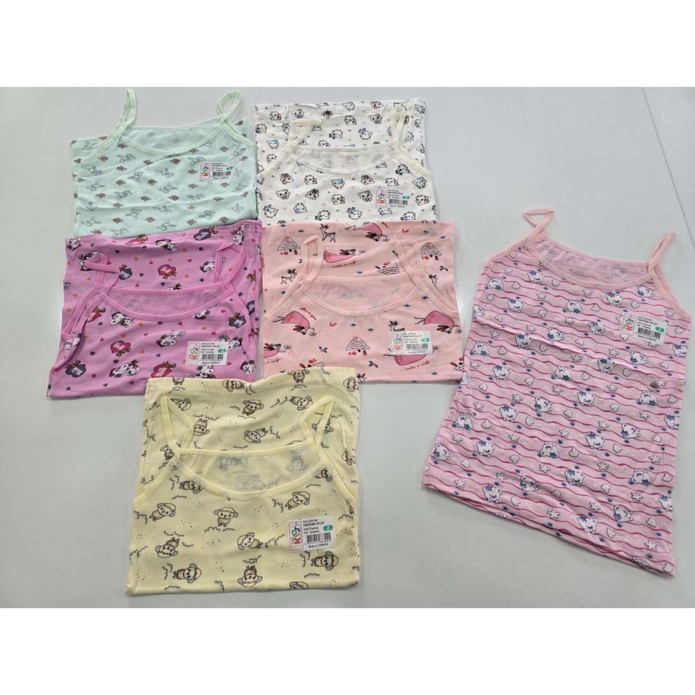 (2-10) Yaş KIZ ÇOCUK ATLET - DESENLİ - 2 YAŞ