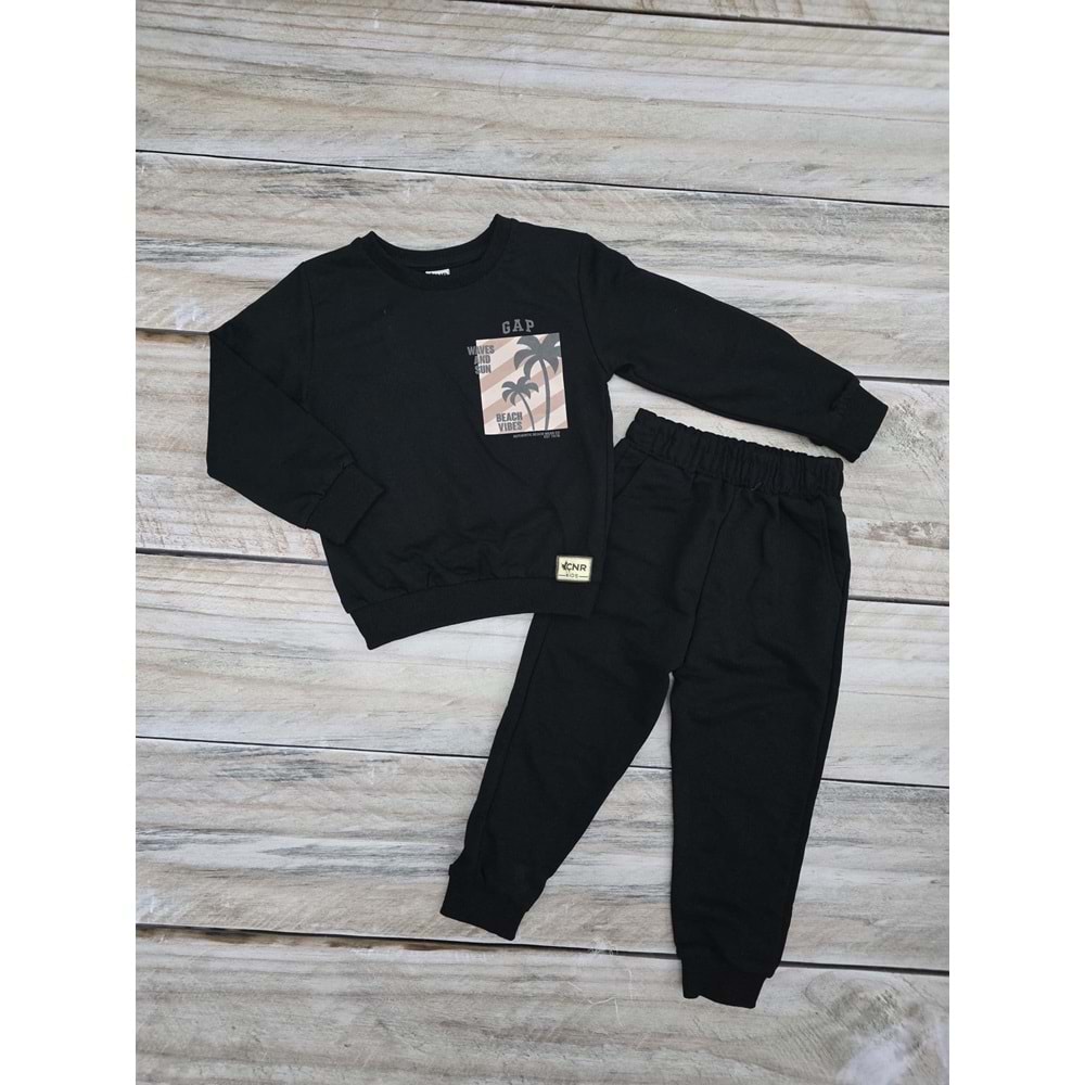 (4-12) Yaş ÇNR GP BASKILI MEVSİMLİK TAKIM - SİYAH - 4 YAŞ