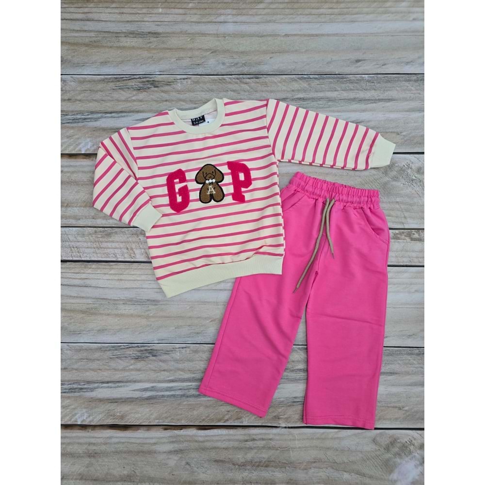 (3-10) Yaş TİNTİNİ GP ÇİZGİLİ MEVSİMLİK TAKIM - PEMBE - 9-10 YAŞ