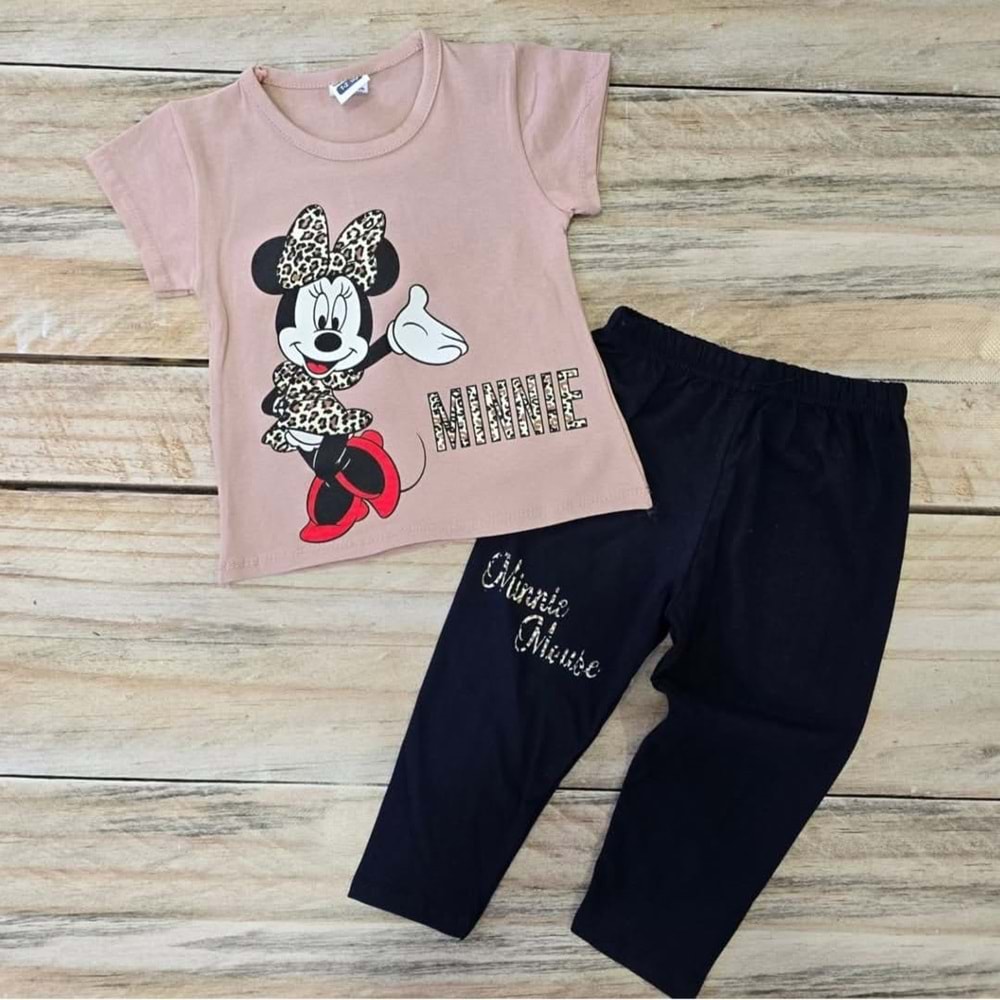 (1-3) Yaş MEMOCAN MINNIE BASKILI TAYTLI TAKIM - KAHVERENGİ - 1-2 YAŞ