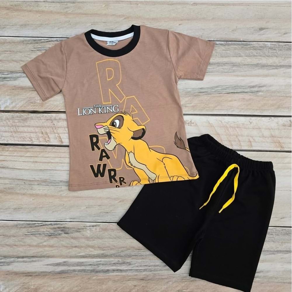 (3-7) Yaş MEMICO LION KING BASKILI TAKIM - KAHVERENGİ - 3 YAŞ