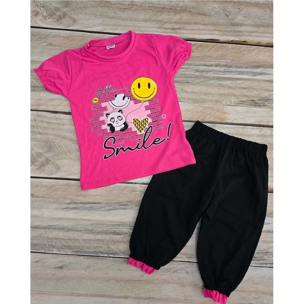 (5-8) Yaş MEMOCAN SMILE BASKILI KAPRİ TAKIM - PEMBE - 8-9 YAŞ