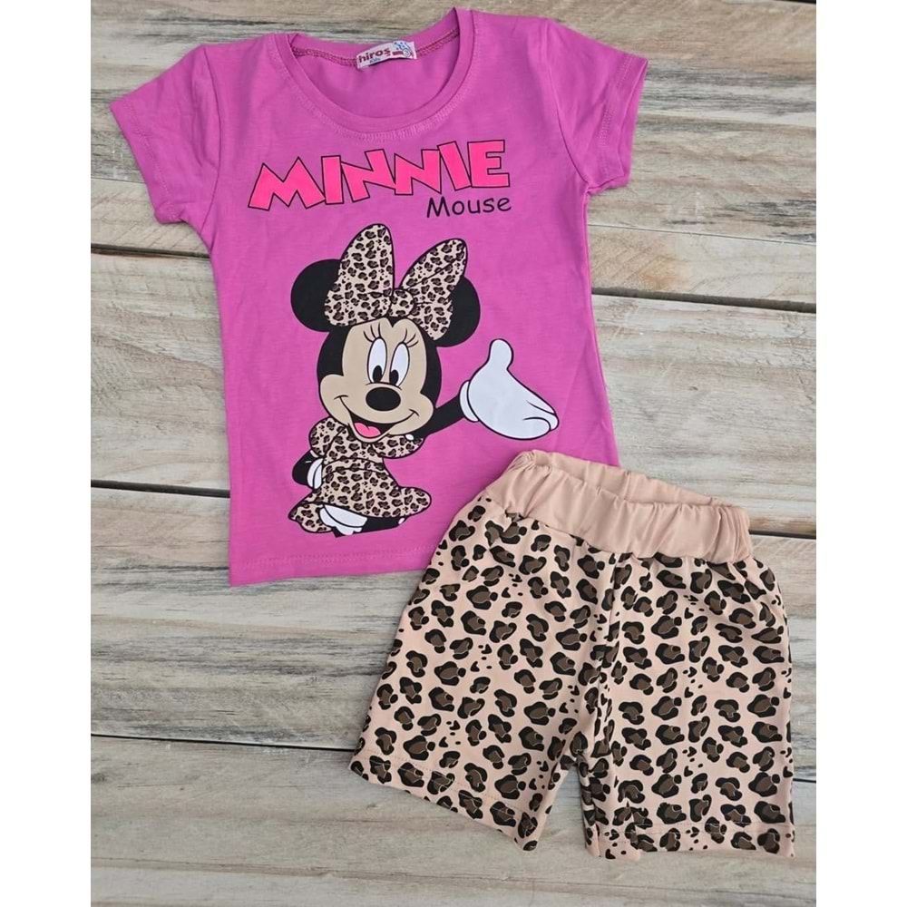 (3-7) Yaş HİROŞ MINNIE BASKILI ŞORTLU TAKIM - MÜRDÜM - 6 YAŞ