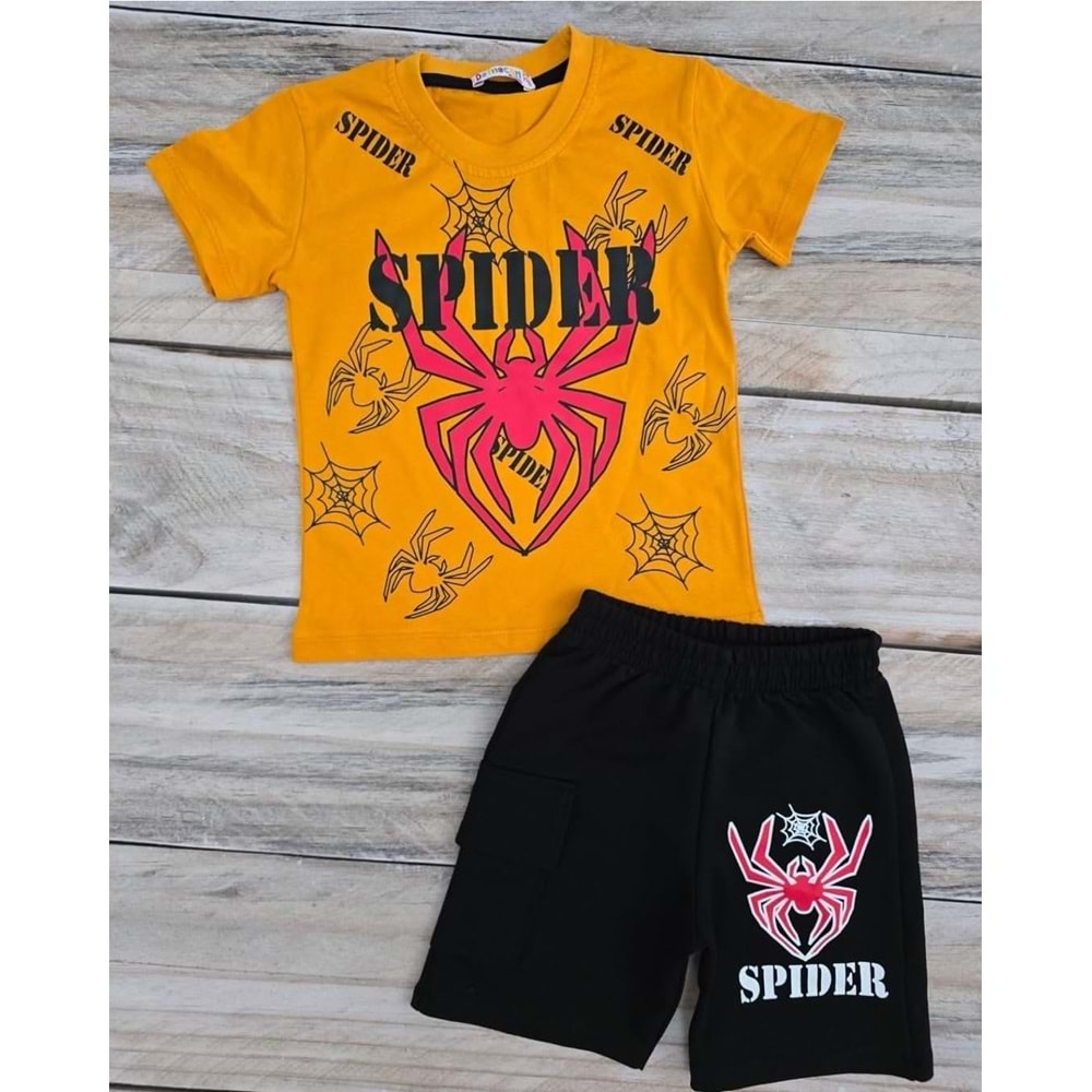 (3-10) Yaş DEFNECAN SPIDERMAN BASKILI ŞORTLU TAKIM - DESENLİ - 5-6 YAŞ