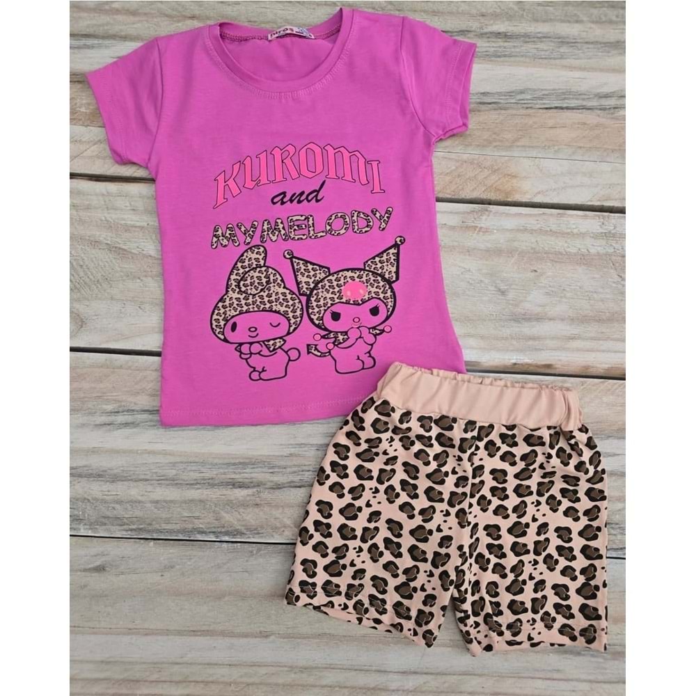 (5-6-7) Yaş HİROŞ KUROMİ BASKILI ŞORTLU TAKIM - MÜRDÜM - 6 YAŞ