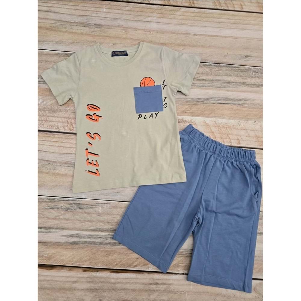 (5-8) Yaş ŞEKER STYLE CEPLİ ŞORTLU TAKIM - GRİ - 6 YAŞ