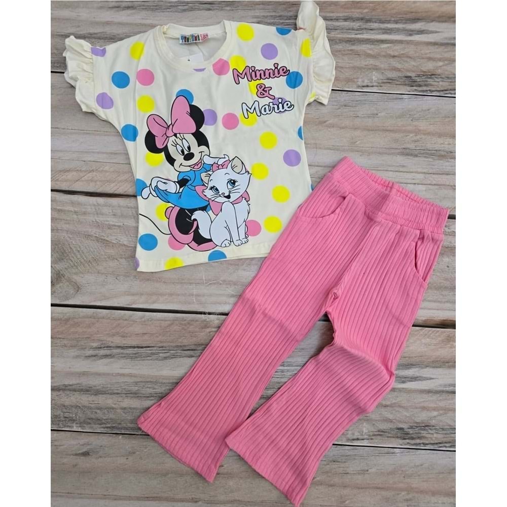 (3-10) Yaş TİNTİNİ MINNIE DESENLİ TAYTLI TAKIM - PEMBE - 6-7 YAŞ