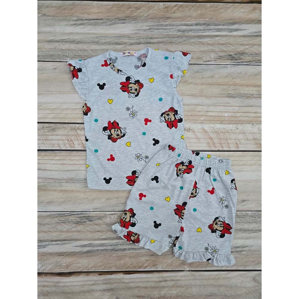 (5-10) Yaş DEFNECAN KALPLİ MINNIE BASKILI ŞORTLU TAKIM - DESENLİ - 7-8 YAŞ