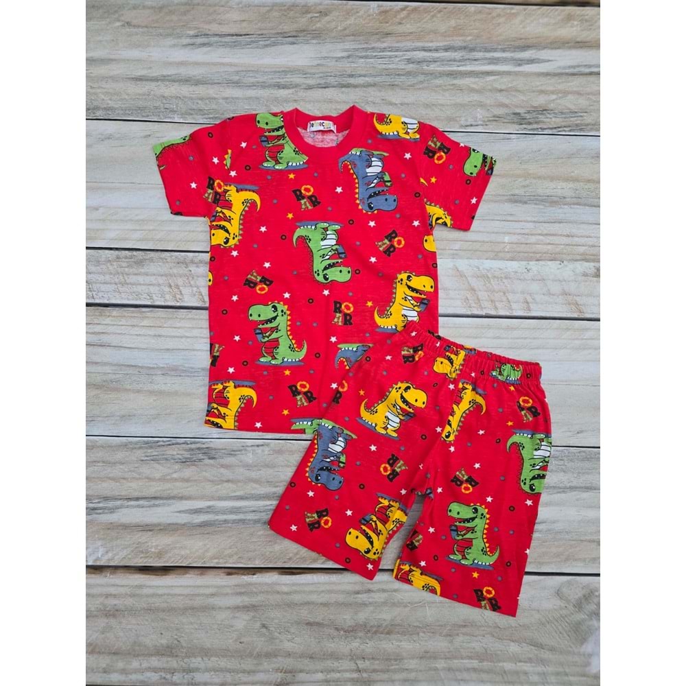 (5-10) Yaş DEFNECAN DİNAZOR BASKILI ŞORTLU TAKIM - DESENLİ - 6-7 YAŞ