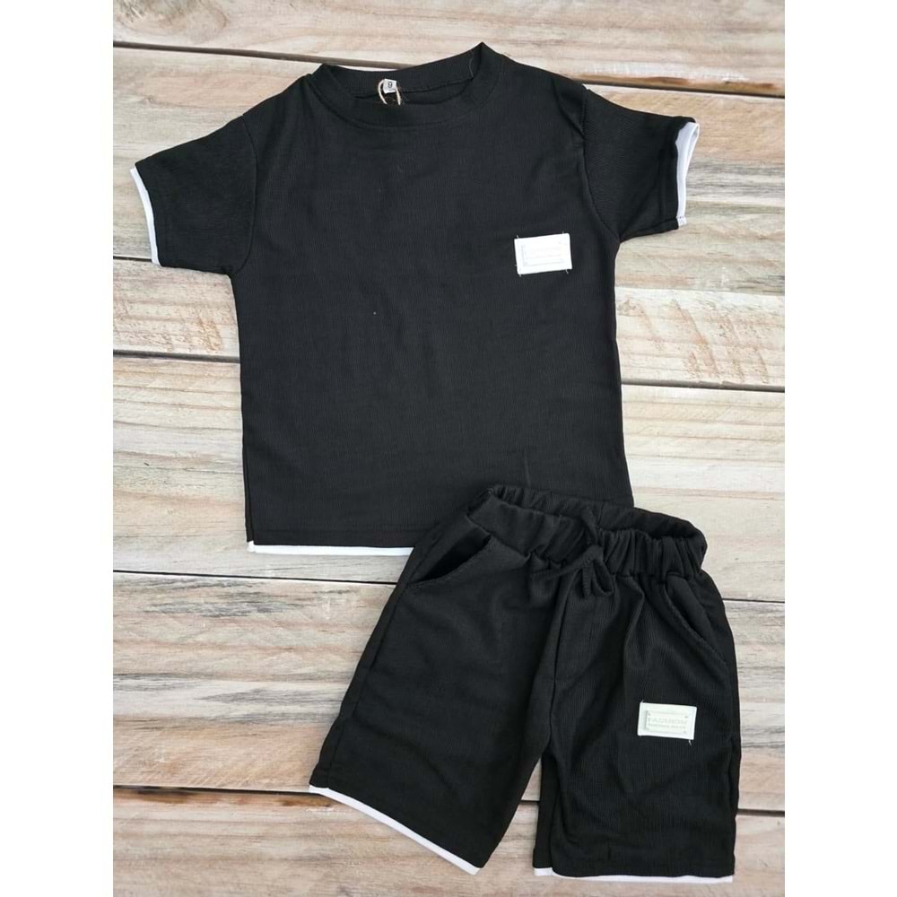 (7-10) Yaş KOKTEYL KIDS ŞORTLU TAKIM - SİYAH - 9 YAŞ