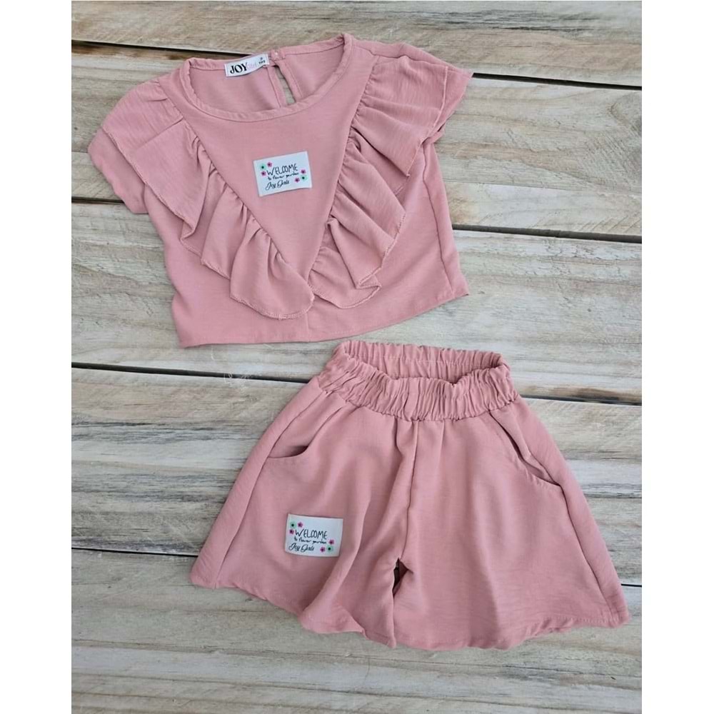 (7-10) Yaş JOY KIDS FIRFIRLI ŞORTLU TAKIM - GÜL KURUSU - 7 YAŞ