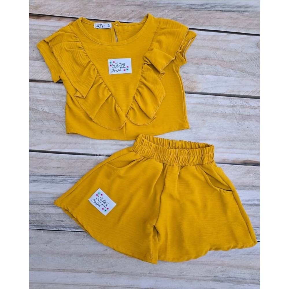 (7-10) Yaş JOY KIDS FIRFIRLI ŞORTLU TAKIM - HARDAL SARISI - 9 YAŞ