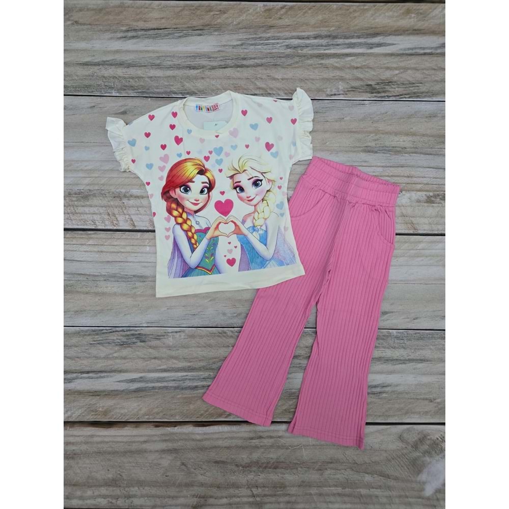 (3-10) Yaş TİNTİNİ ELSA BASKILI TAYTLI TAKIM - PEMBE - 6-7 YAŞ