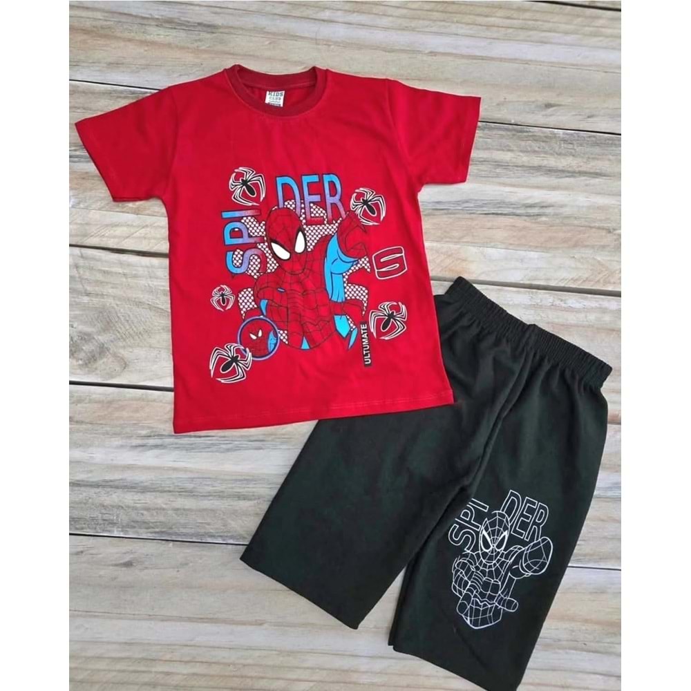 (8-12) Yaş MEMOCAN SPIDERMAN BASKILI ŞORTLU TAKIM - DESENLİ - 9-10 YAŞ
