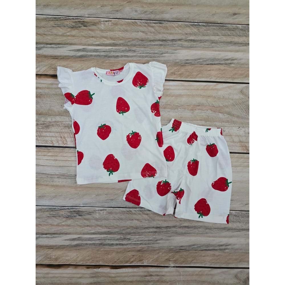 (2-5) Yaş KESKİNCAN ÇİLEK DESENLİ ŞORTLU TAKIM - DESENLİ - 2 YAŞ